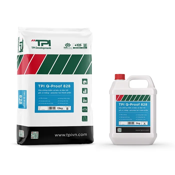 TPI Q-Proof 828 TPI Q-Proof 828 (2.6:1) Vữa chống thấm và bảo vệ đàn hồi, gốc xi măng hai thành phần có sợi gia cường